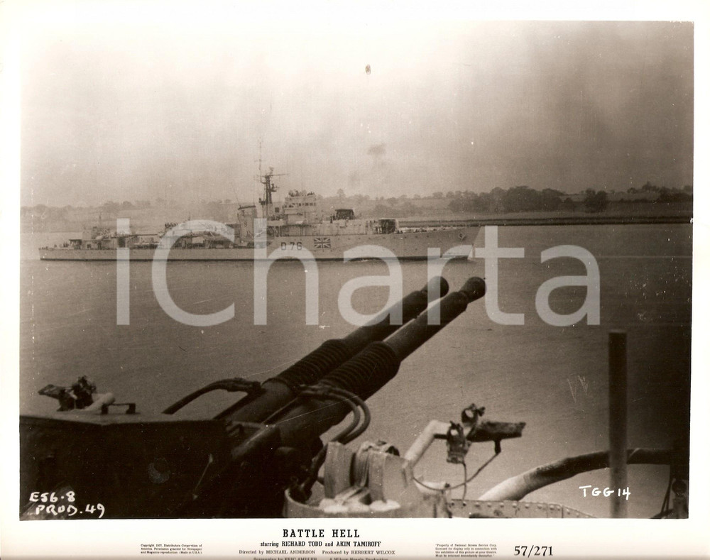 Fotografia d epoca originale 1957 BATTLE HELL Incrociatore D76 ROYAL NAVY Regia di Michael ANDERSON Foto 1