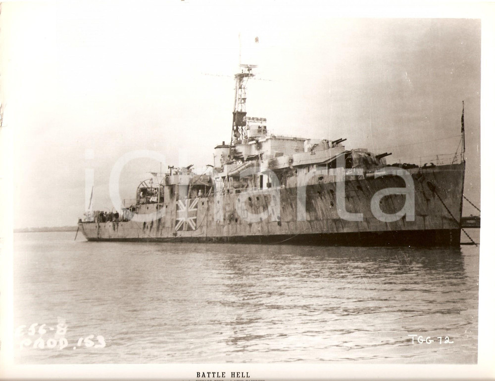 Fotografia d epoca originale 1957 BATTLE HELL Incrociatore inglese Regia di Michael ANDERSON Foto 25 x 20 cm 1