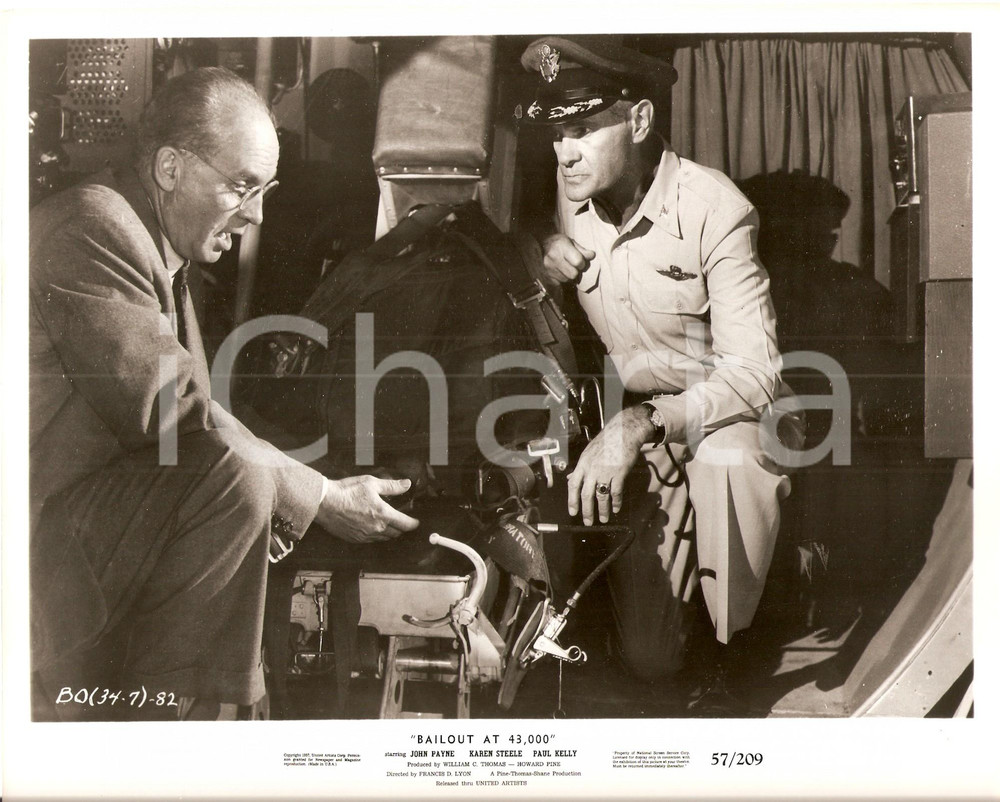 Fotografia d epoca originale 1957 BAILOUT AT 43000 Paul KELLY Gregory GAYE Paracadute Francis D. LYON Foto 1
