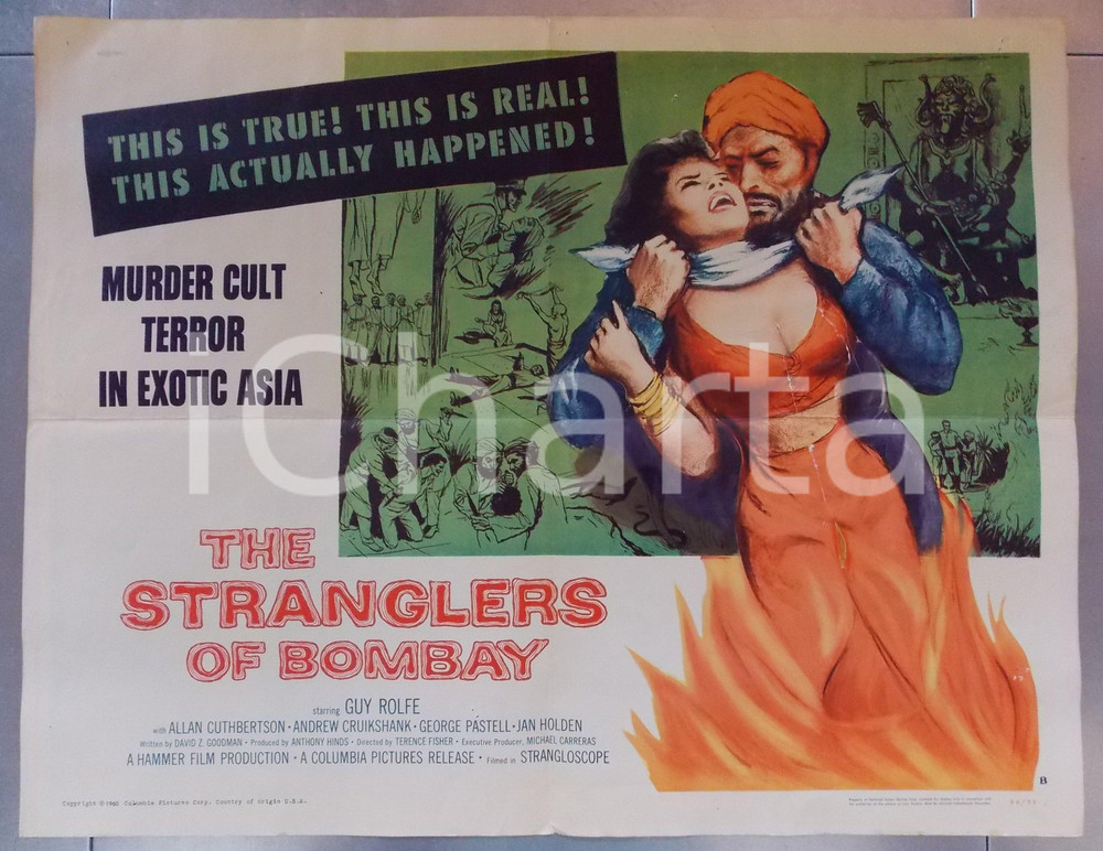 Oggetto da collezione cartaceo 1959 STRANGLERS OF BOMBAY Terence FISHER  HAMMER FILM Manifesto CENSURA 1
