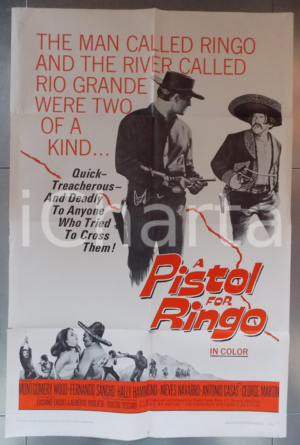 Oggetto da collezione cartaceo 1965 PISTOL FOR RINGO Giuliano GEMMA Regia Duccio TESSARI Manifesto 104 x 68 cm 1