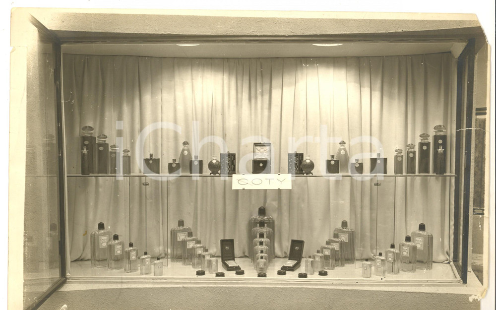 Fotografia d epoca originale 1940 ca  PARIS Esposizione prodotti COTY linea profumo SUMA Foto VINTAGE 30x19 1