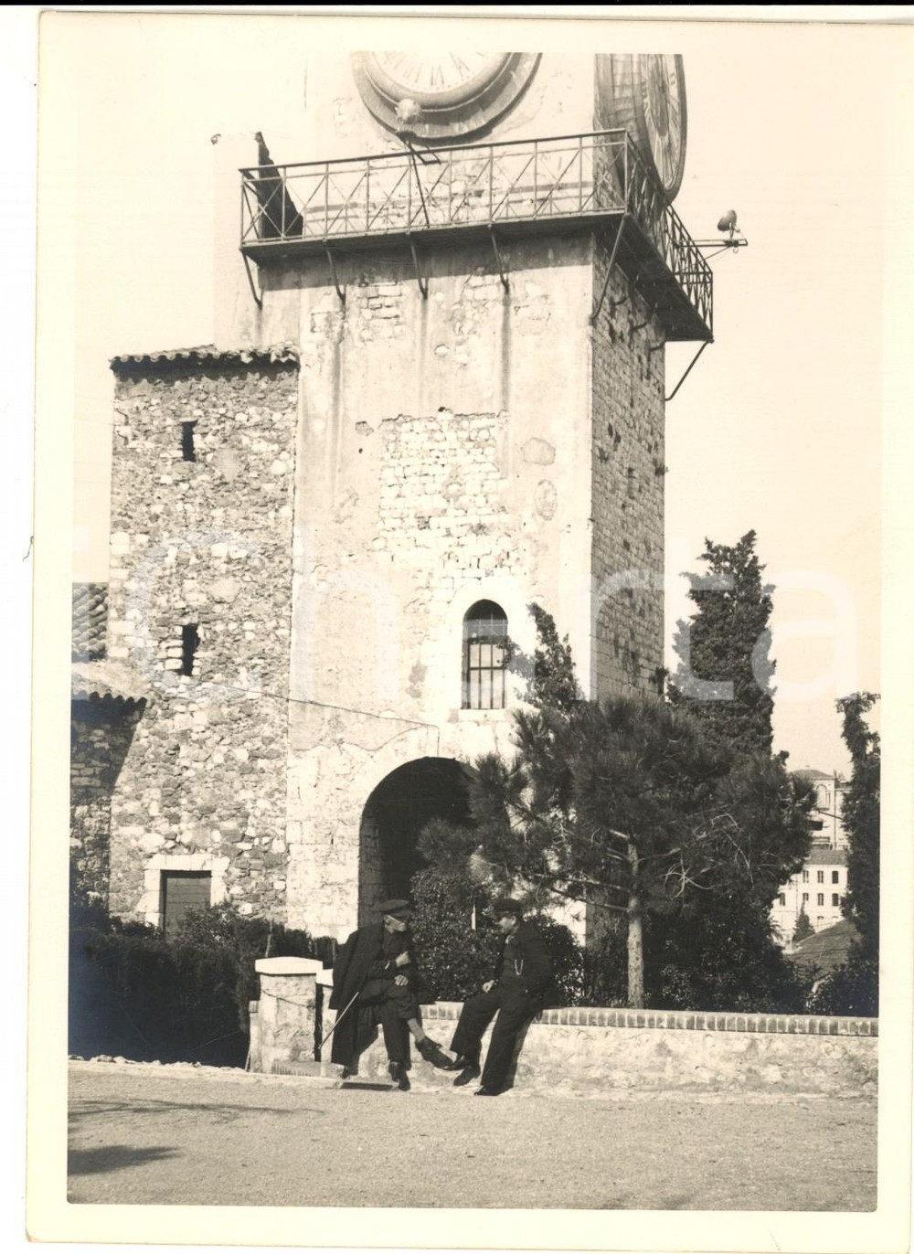 Fotografia d epoca originale 1960 ca PROVENCE Antica torre con orologio Foto ANIMATA VINTAGE 13x18 1