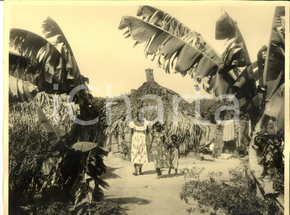 Fotografia d epoca originale 1960 ca SENEGAL Madre con le figlie in un villaggio Foto ARTISTICA 30x21 1