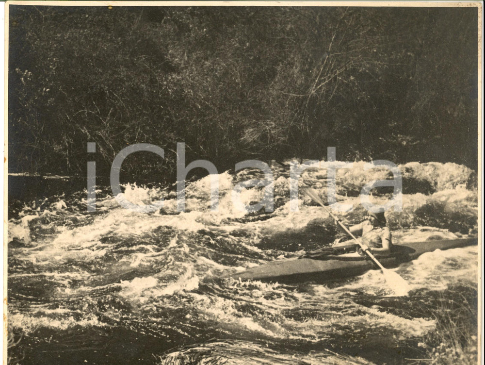 Fotografia d epoca originale 1960 ca GABON ? Rafting nella foresta equatoriale Foto ARTISTICA 28x21 1