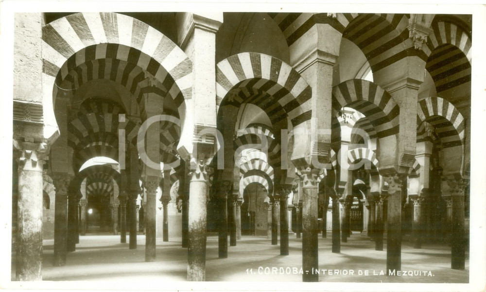 Fotografia d epoca originale 1945 ca CORDOBA SPAGNA L interno della Grande Moschea Fotografia 1