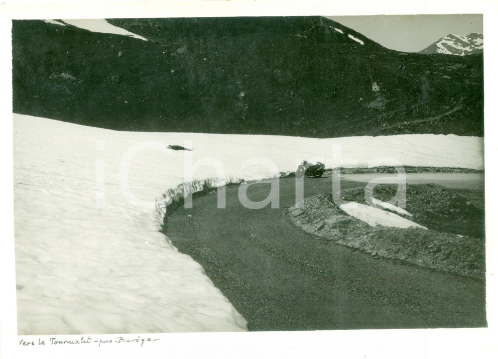 Fotografia d epoca originale 1927 BAREGES F In moto sul sentiero verso il Colle TOURMALET Fotografia 1