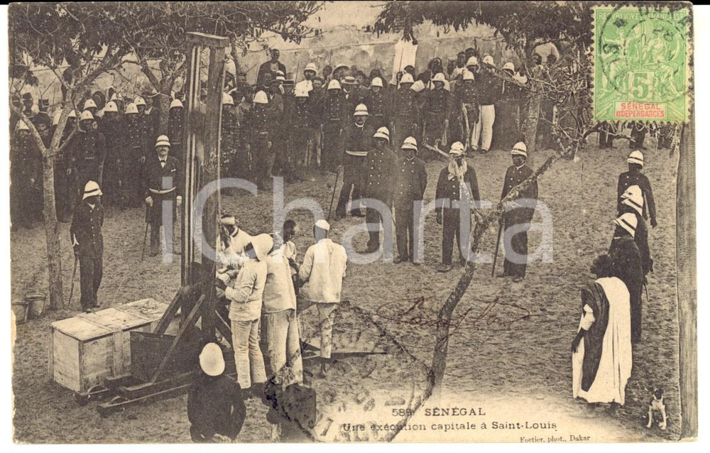 Cartolina originale da collezione 1906 SAINTLOUIS SENEGAL Pena di morte sulla pubblica piazza Cartolina RARA 1