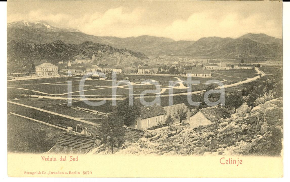 Cartolina originale da collezione 1900 ca CETTIGNE /CETTINJE MONTENEGRO Veduta da sud Cartolina postale FP NV 1