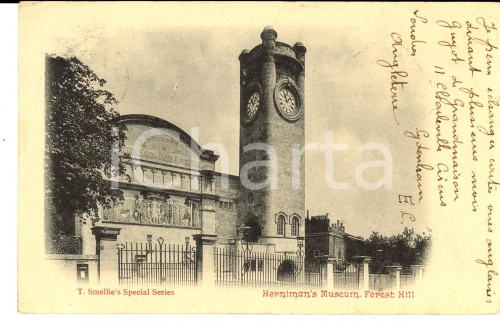 Cartolina originale da collezione 1903 FOREST HILL UK Horniman Museum Cartolina GUYOT DE GRANDMAISON FP VG 1