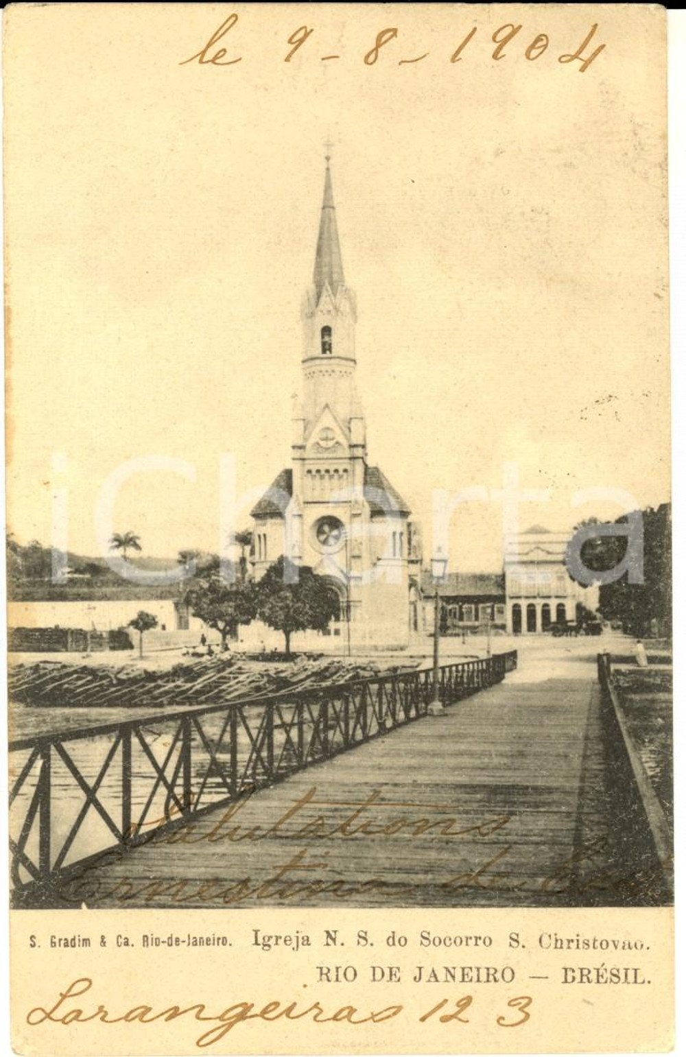 Cartolina originale da collezione 1904 RIO DE JANEIRO Igreja N. S. do Socorro S. Christovao Cartolina FP VG 1