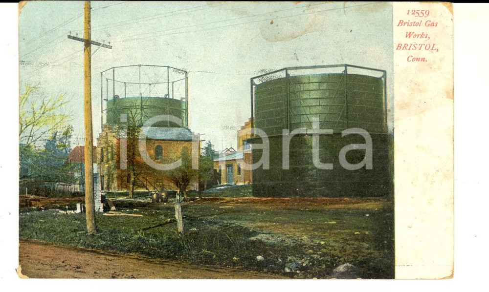 Cartolina originale da collezione 1909 BRISTOL UK The Bristol Gas Work VINTAGE Postcard 1