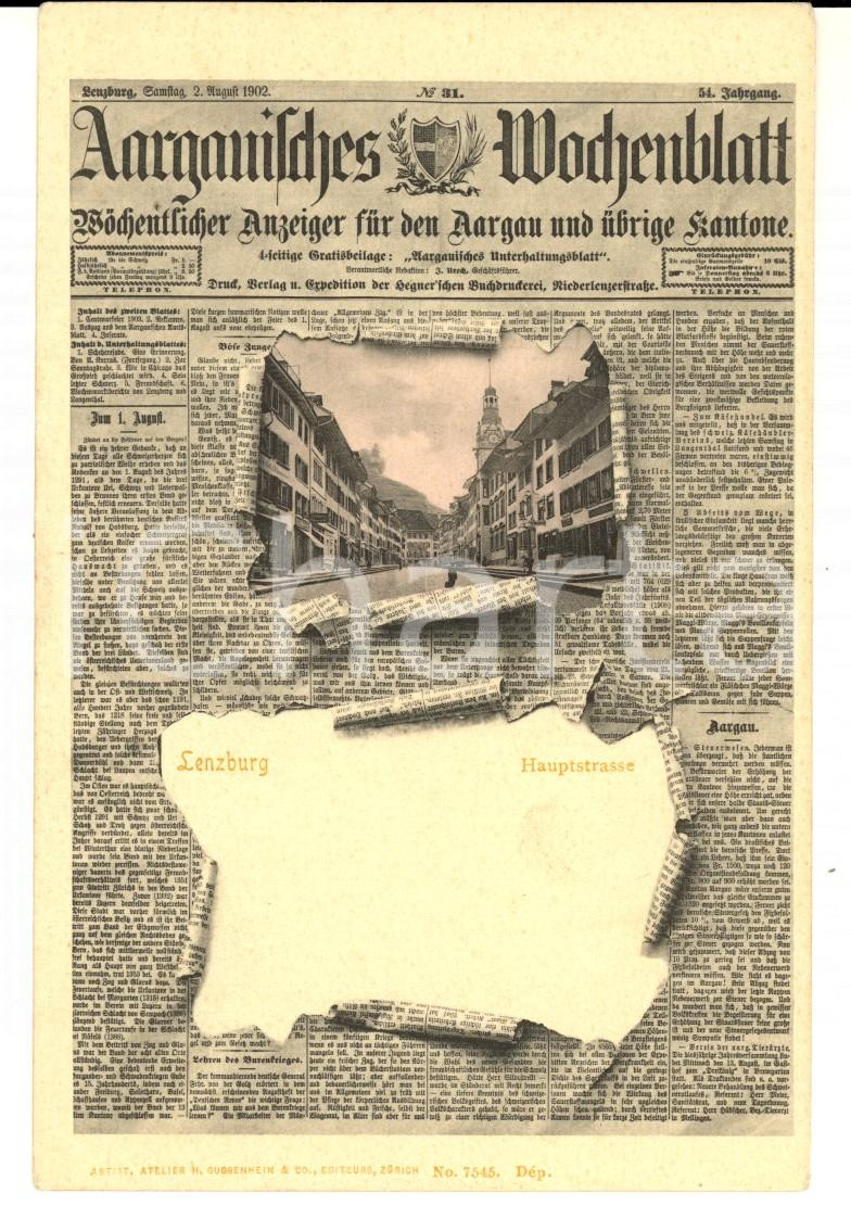 Cartolina originale da collezione 1902 LENZBURG  CH Hauptstrasse Cartolina AARGAUISCHES WOCHENBLATT FP NV 1