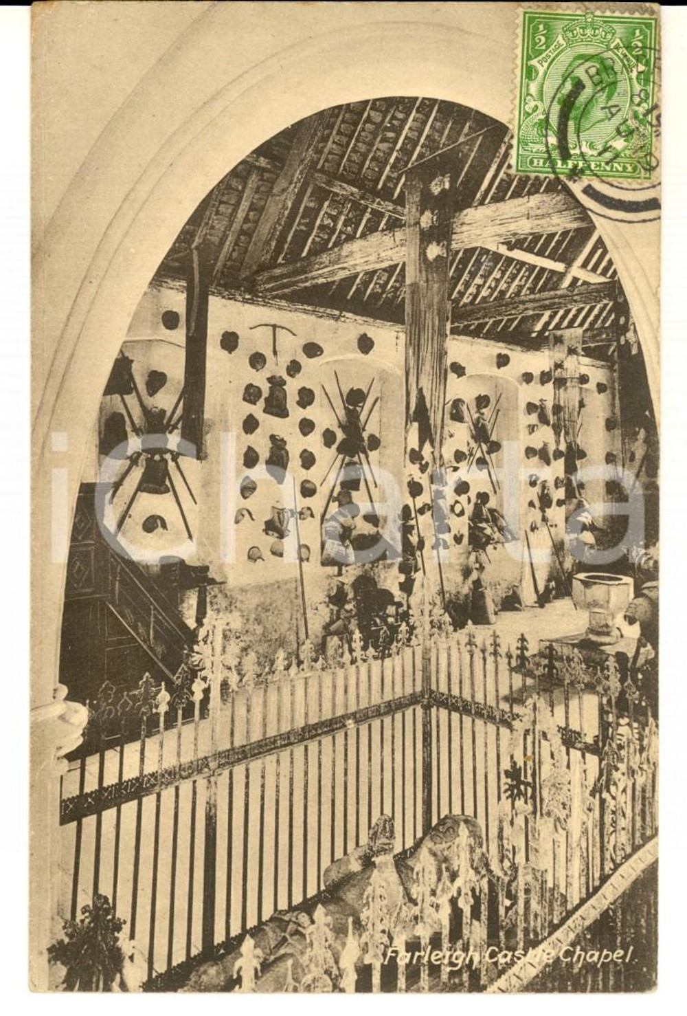 Cartolina originale da collezione 1911 FARLEIGH CASTLE UK Chapel VINTAGE postcard FP VG 1