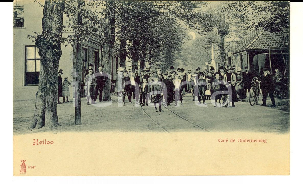 Cartolina originale da collezione 1900 ca HEILOO NL CafÃ© de Onderneming Cartolina ANIMATA con bambini FP NV 1