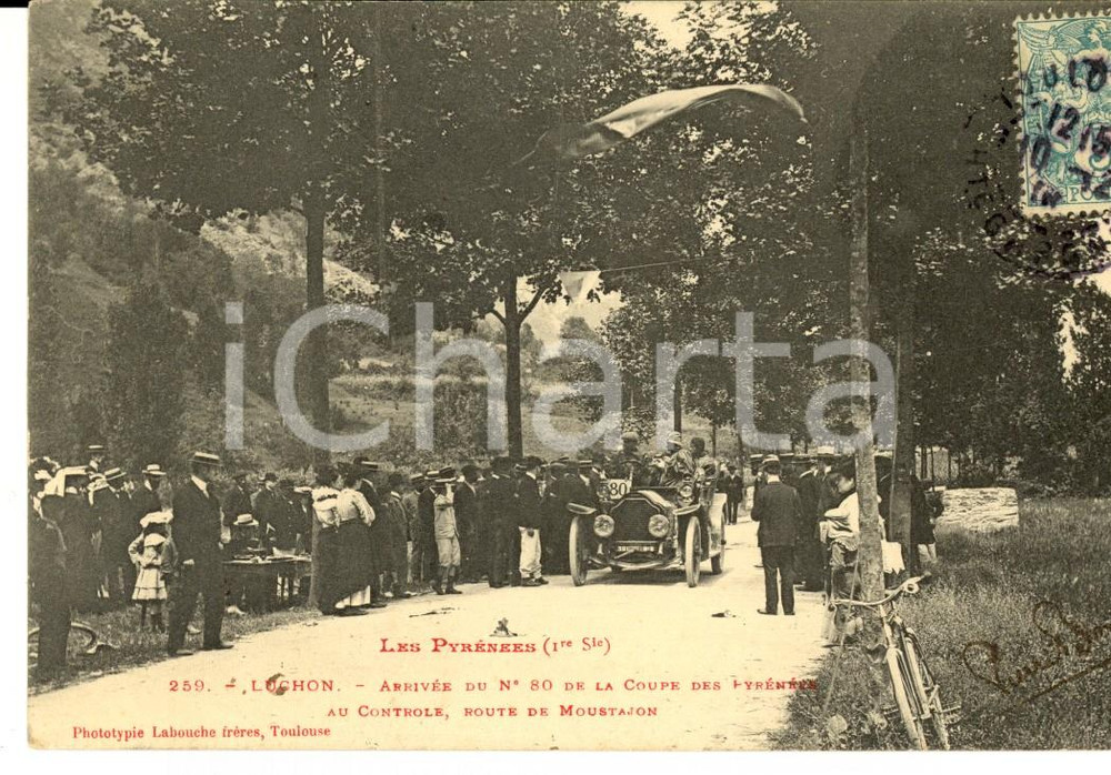 Cartolina originale da collezione 1905 ca LUCHON PYRENEES ArrivÃ©e nÂ°80 COUPE DES PYRENEES Carte postale 1