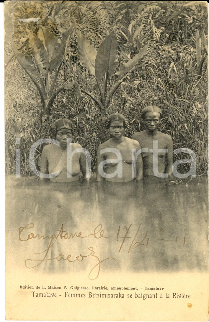 Cartolina originale da collezione 1911 EROTICA VINTAGE TOAMASINA MADAGASCAR Donne BETSIMISARAKA Cartolina 1