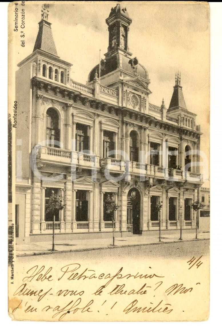 Cartolina originale da collezione 1905 MONTEVIDEO URUGUAY Seminario e chiesa SAGRADO CORAZON Cartolina 1