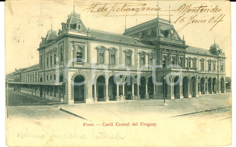 Cartolina originale da collezione 1904 MONTEVIDEO URUGUAY FerroCarril Central Tarjeta postal FP VG 1