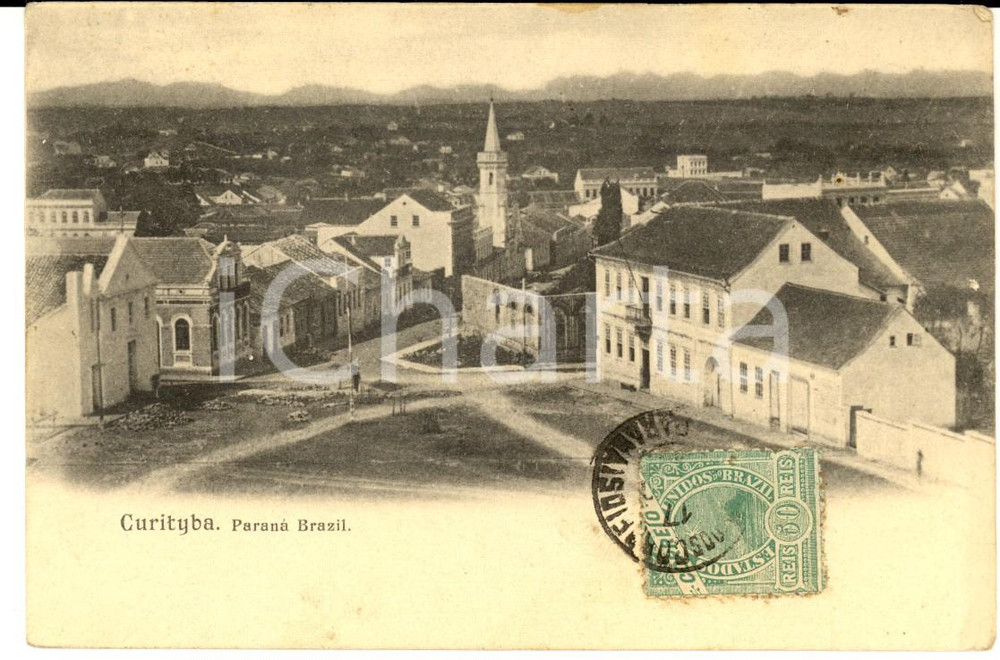 Cartolina originale da collezione 1904 CURITYBA BRAZIL Veduta panoramica Cartolina postale VINTAGE FP 1