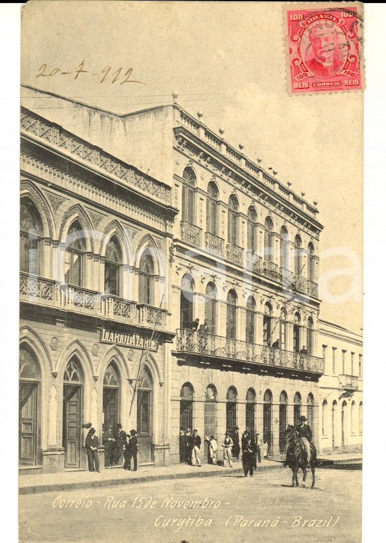 Cartolina originale da collezione 1904 CURITYBA PARANA BRAZIL Rua 15 de Novembro Cartolina ANIMATA VINTAGE FP 1