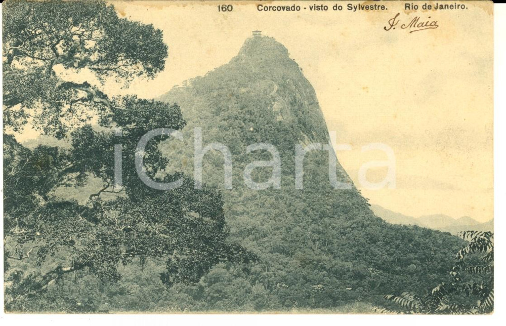 Cartolina originale da collezione 1906 RIO DE JANEIRO BRAZIL Corcovado vistodo SYLVESTRE Cartolina postale FP 1