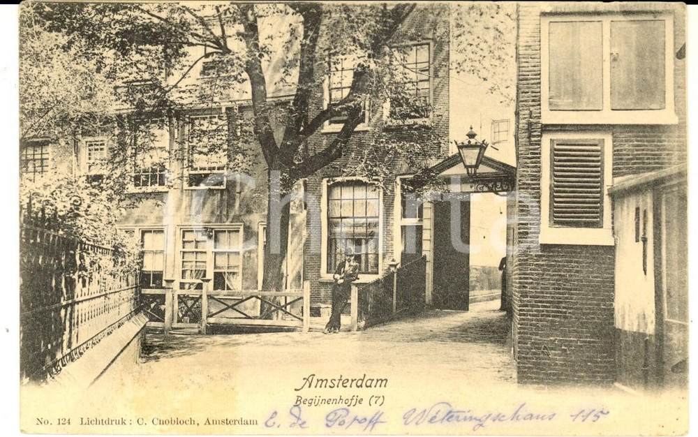 Cartolina originale da collezione 1904 AMSTERDAM NL Begijnenhofje Cartolina postale ANIMATA FP VG 1
