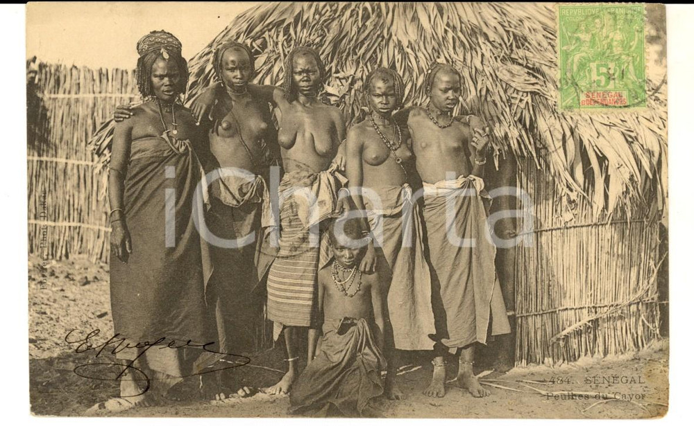 Cartolina originale da collezione 1906 EROTICA VINTAGE SENEGAL Donne FULANE del CAYOR Cartolina postale  FP VG 1