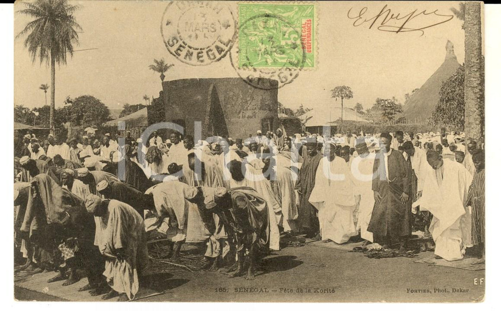Cartolina originale da collezione 1905 COUTUMES SENEGAL Fete de la KoritÃ© Carte postale VINTAGE FP VG 1