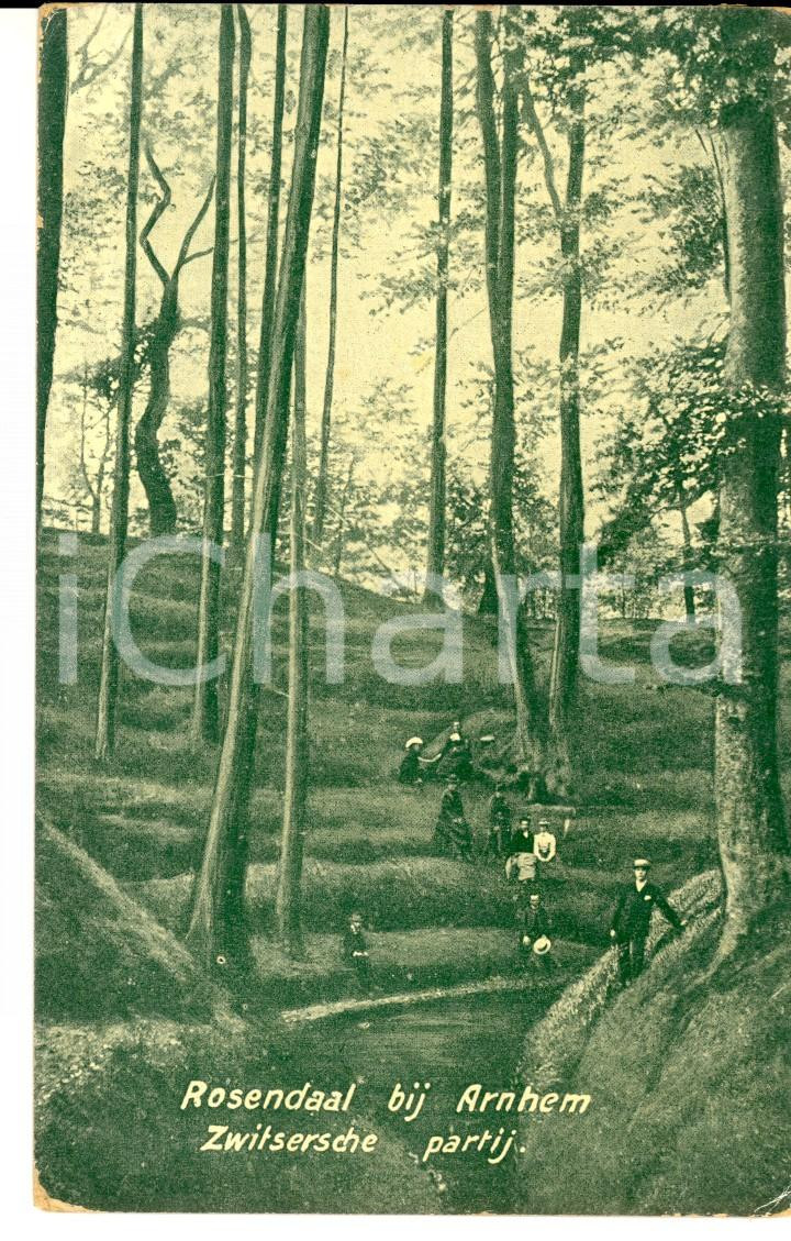 Cartolina originale da collezione 1907 ARNHEM NL Escursionisti in un parco Cartolina ANIMATA VINTAGE FP VG 1