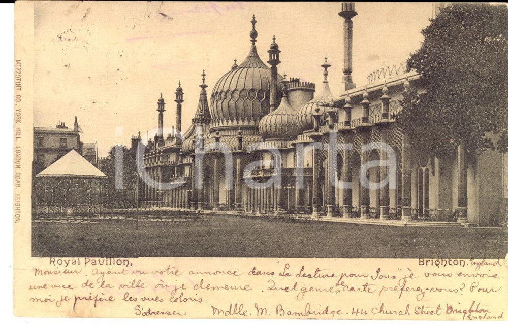 Cartolina originale da collezione 1904 BRIGHTON UK Royal Pavillion Cartolina postale VINTAGE FP VG 1
