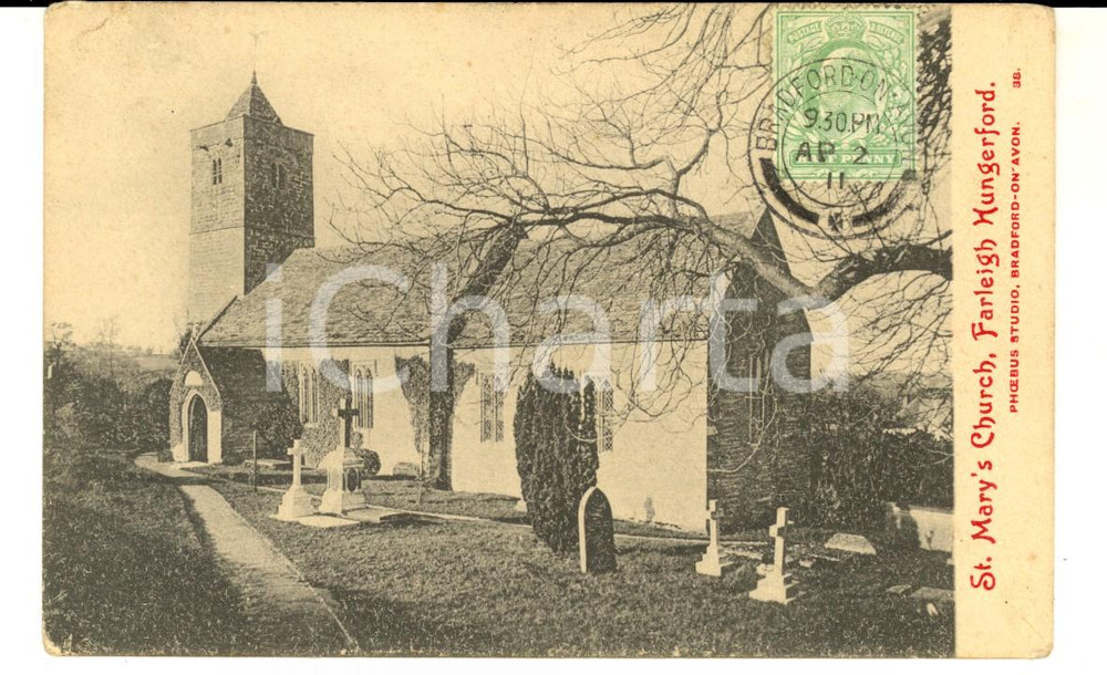 Cartolina originale da collezione 1911 FARLEIGH HUNGERFORD UK St. Mary s church VINTAGE postcard FP 1