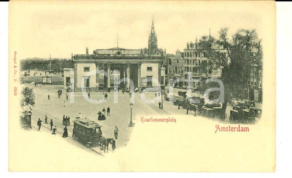 Cartolina originale da collezione 1900 ca AMSTERDAM NL Haarlemmerplein Cartolina postale ANIMATA FP NV 1