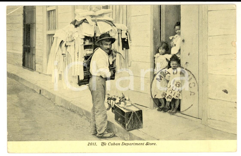 Cartolina originale da collezione 1912 COSTUMI CUBA The Cuban Department Store Cartolina ANIMATA FP VG 1