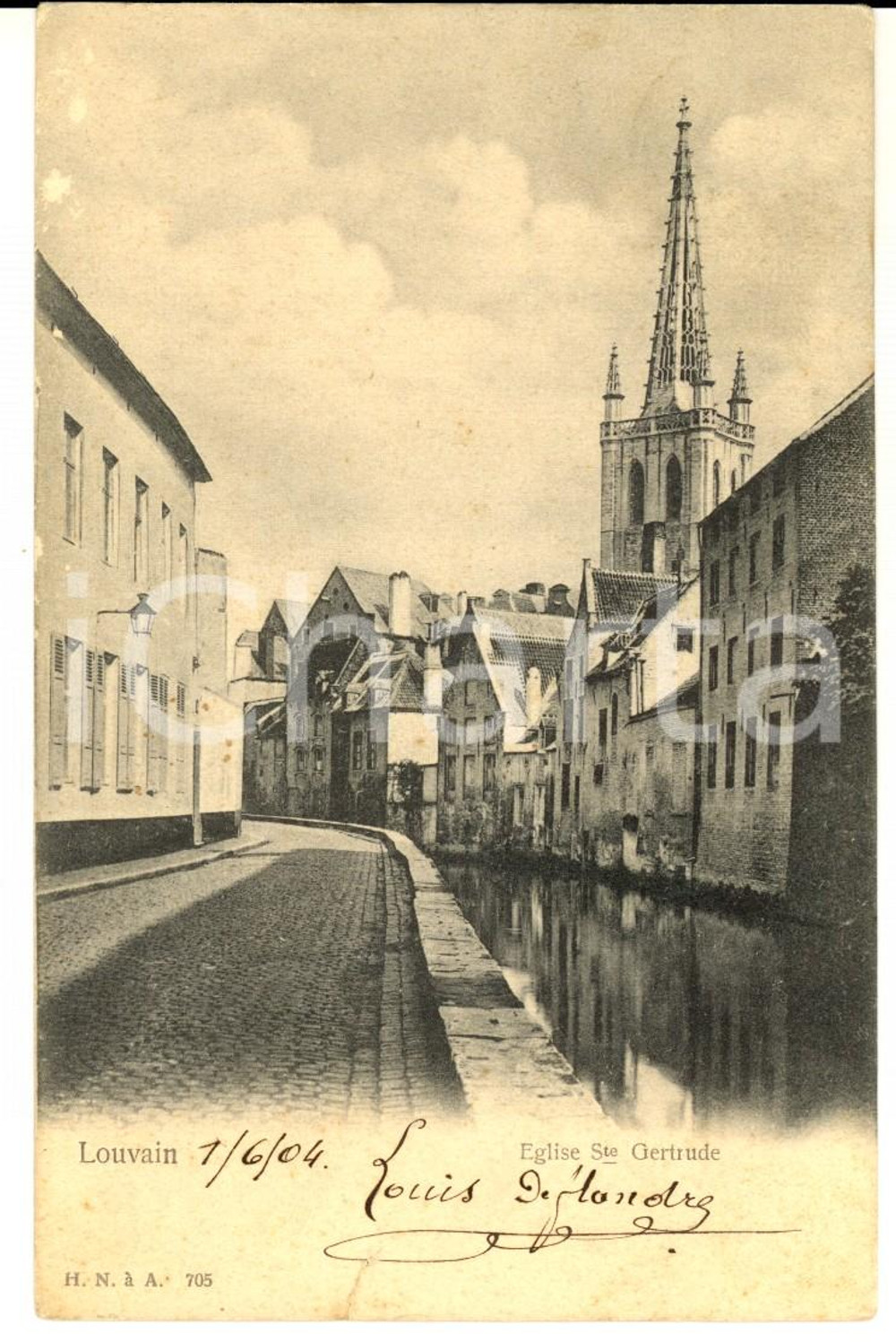 Cartolina originale da collezione 1904 LOUVAIN Belgique Eglise SAINTE GERTUDE Carte postaleFP VG 1