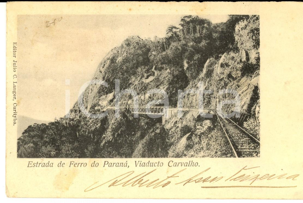 Cartolina originale da collezione 1904 BRAZIL Estrada de ferro do PARANA  Viaducto CARVALHO Vintage postcard 1