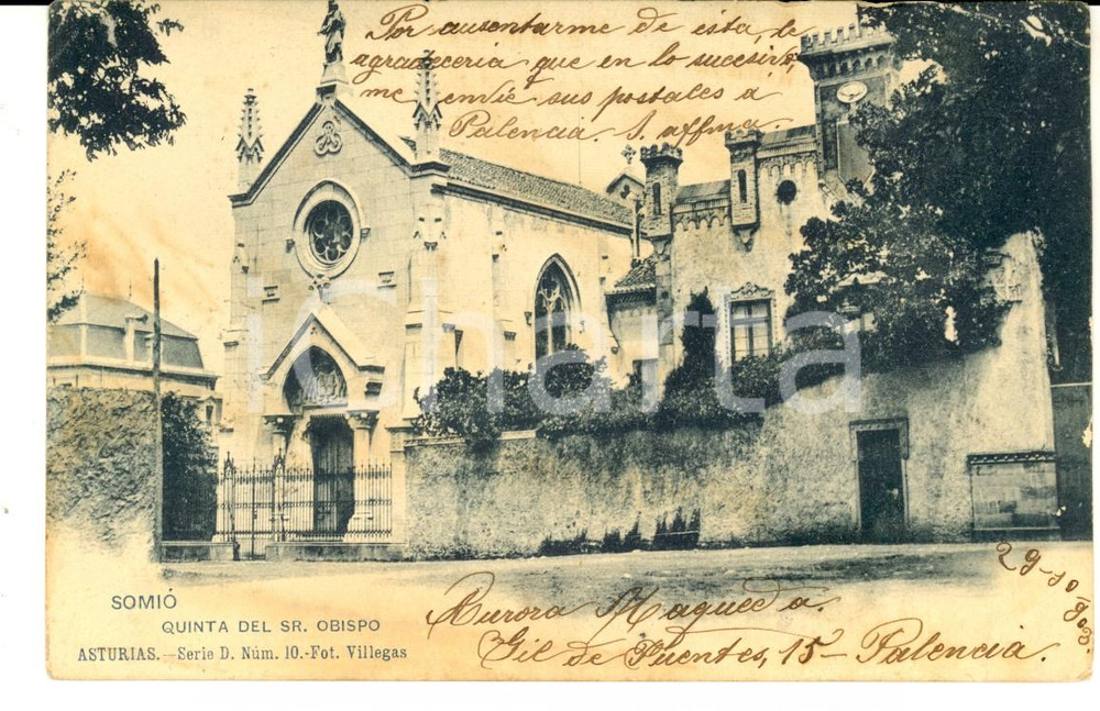 Cartolina originale da collezione 1903 SOMIO ESPANA Quinta del obispo Cartolina postale FP NV 1