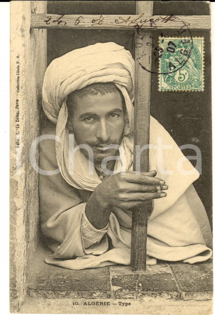 Cartolina originale da collezione 1907 COUTUMES ALGERIE Type masculin Carte postale VINTAGE FP VG 1