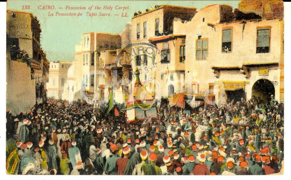 Cartolina originale da collezione 1912 IL CAIRO EGITTO Processione del Tappeto Sacro Cartolina ILLUSTRATA 1