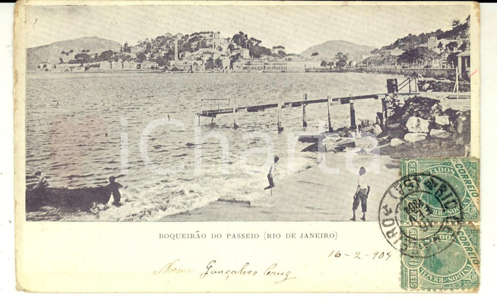 Cartolina originale da collezione 1904 RIO DE JANEIRO BRAZIL Boqueirao do passeio Cartolina postale FP VG 1