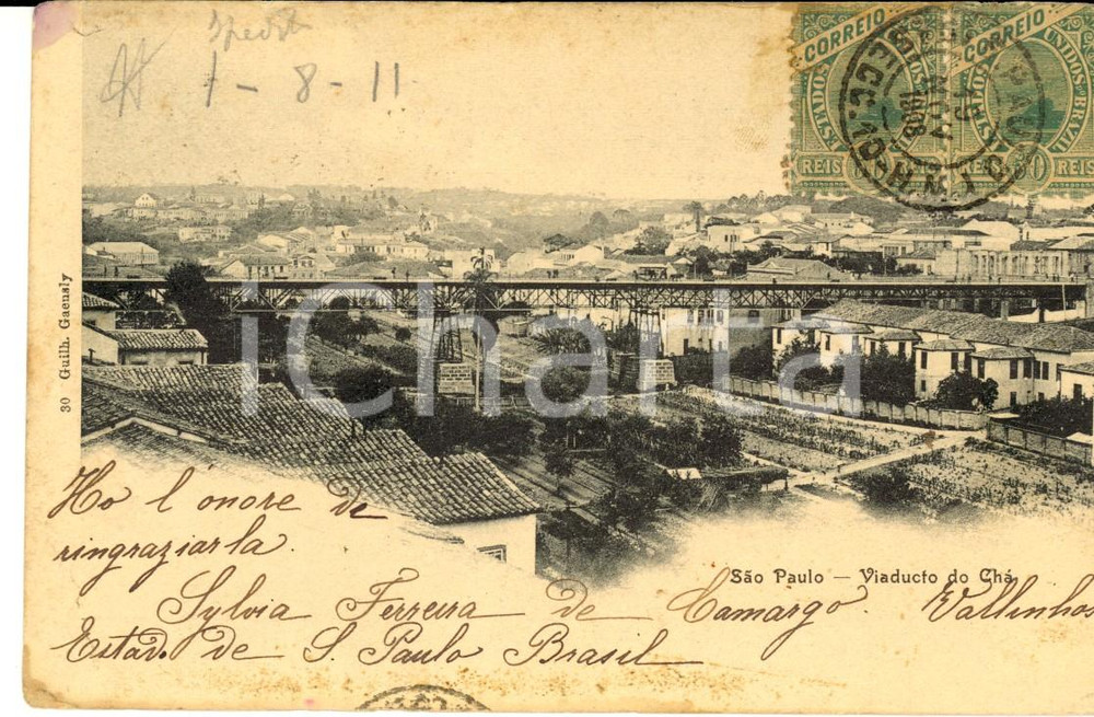 Cartolina originale da collezione 1903 SAO PAULO BRAZIL Viaducto do CHA Cartolina postale FP VG 1