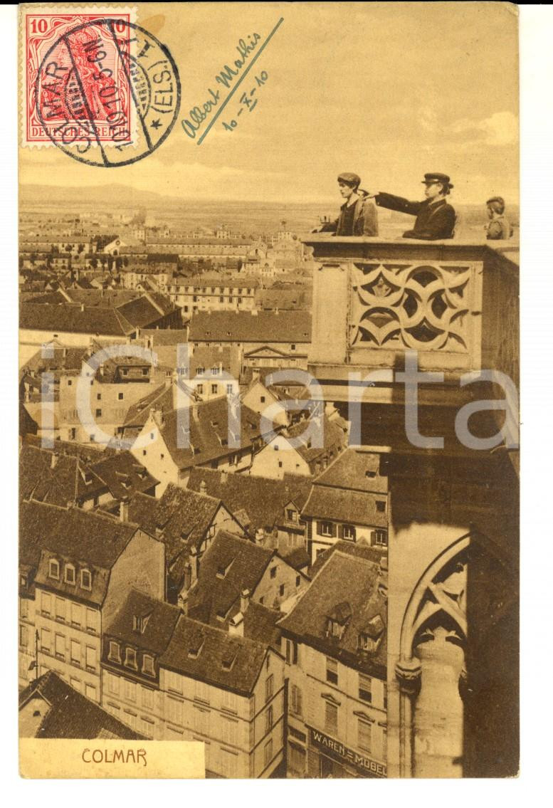 Cartolina originale da collezione 1910 COLMAR ALSACE Veduta dall alto Cartolina ANIMATA con guida turistica 1