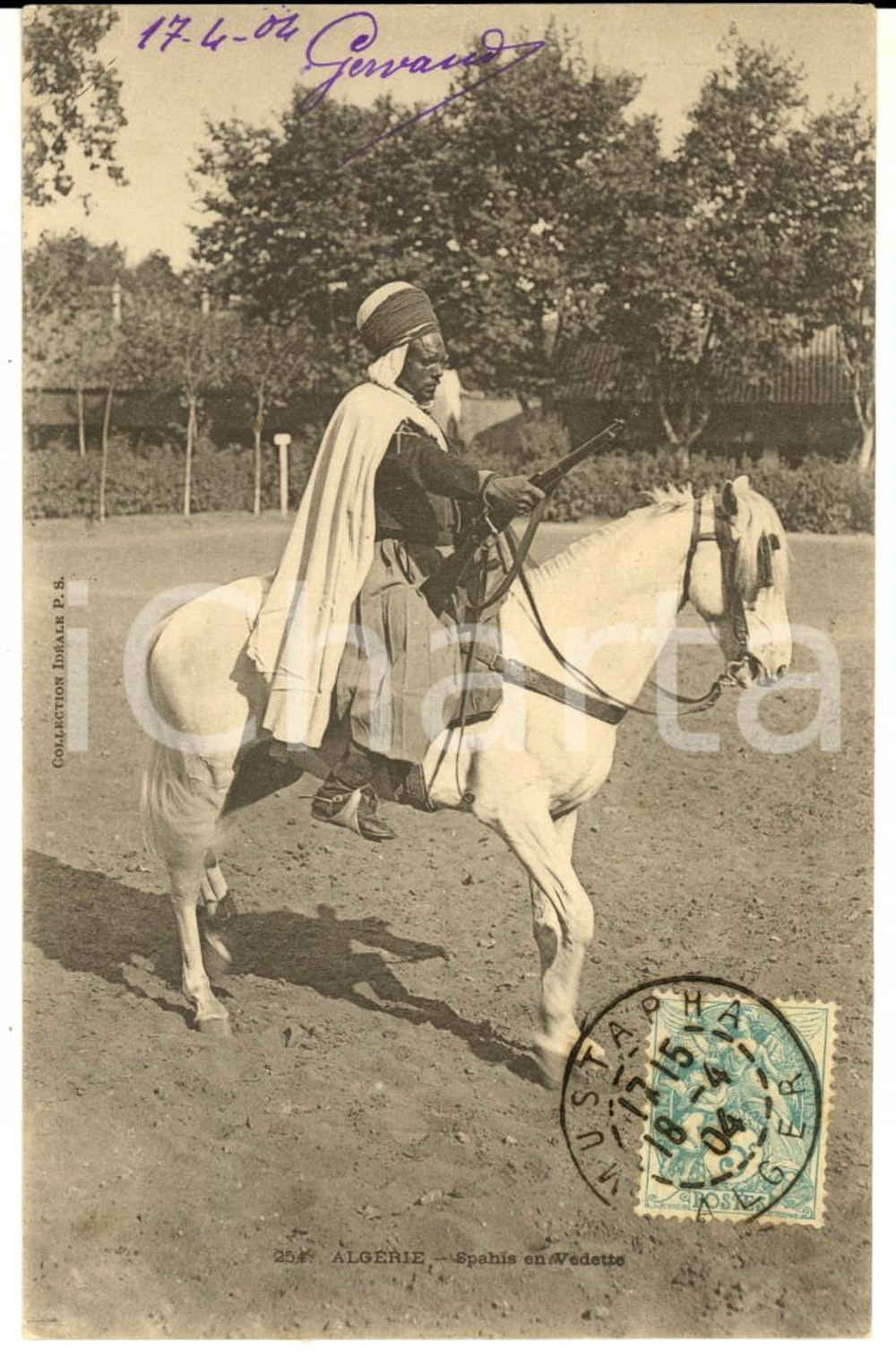 Cartolina originale da collezione 1904 COUTUMES ALGERIE Spahis en vedette Carte postale VINTAGE FP VG 1