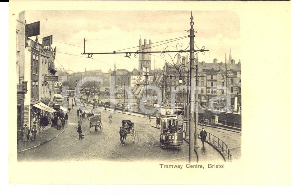 Cartolina originale da collezione 1910 ca BRISTOL UK The Tramway Centre VINTAGE Postcard FP NV 1