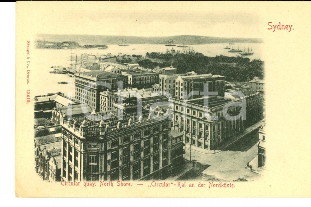 Cartolina originale da collezione 1900 ca SYDNEY AUSTRALIA Circular quay NORTH SHORE VINTAGE postcard 1