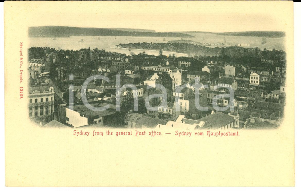 Cartolina originale da collezione 1900 ca SYDNEY AUSTRALIA View from the general Post Office VINTAGE postcard 1
