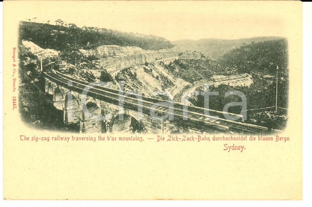 Cartolina originale da collezione 1900 SYDNEY The zigzag railway traversing the blue mountains VINTAGE postcard 1