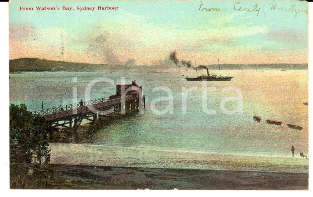 Cartolina originale da collezione 1906 SYDNEY AUSTRALIA View from WATSON S BAY VINTAGE postcard 1