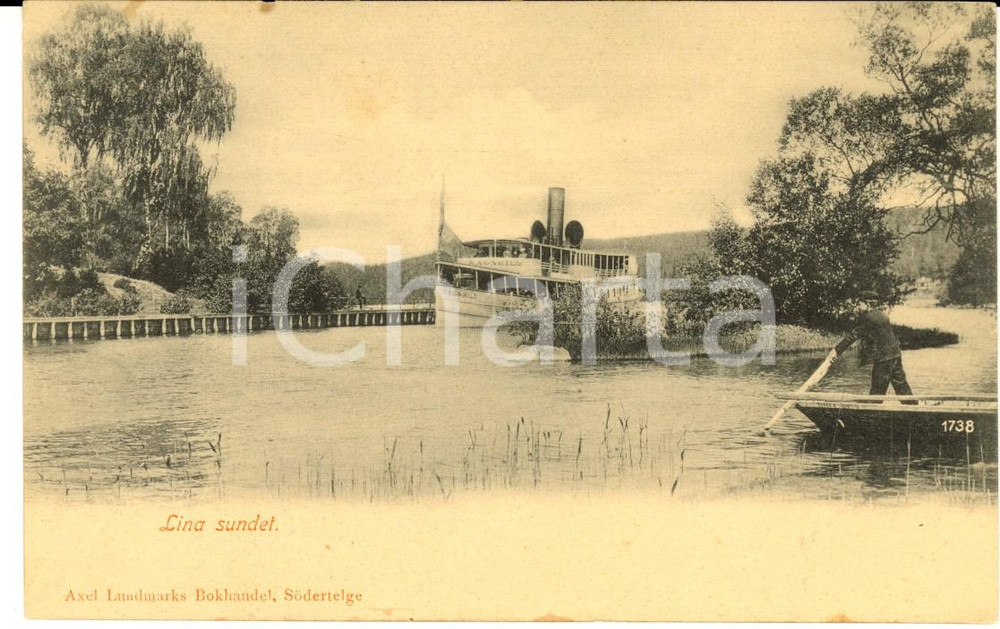 Cartolina originale da collezione 1900 ca SODERTALJE S LINASUNDET con passaggio traghetto RAGNHILD Cartolina 1