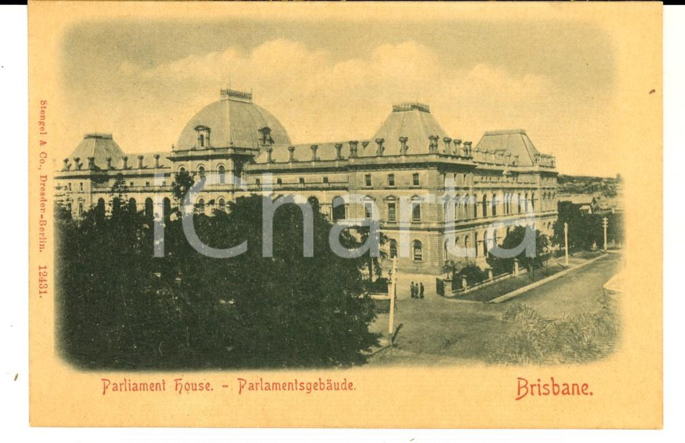 Cartolina originale da collezione 1900 ca BRISBANE AUSTRALIA Parliament House VINTAGE postcard 1